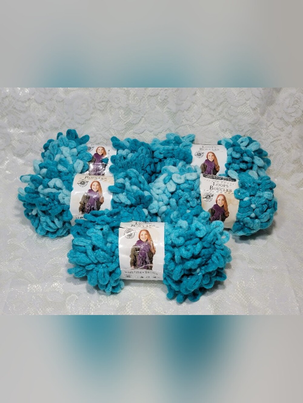 Bundle Loops & Threads Discontinued Blue Basil Color Loops Boucles Yarn DIY